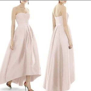 Alfred Sung Strapless High/Low Sateen Ballgown Blush